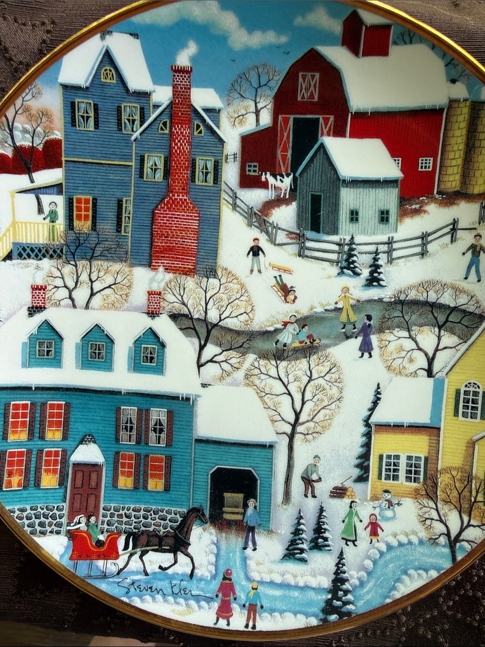 Winters Eve Village… Decorative Collector Plate by Steven Klein